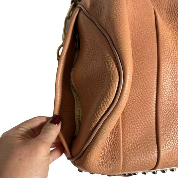 Alexander Wang Rocco Dumbo Studded Duffle Bag Blush Leather Satchel handbag - Picture 8 of 16